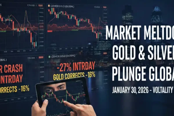 Gold and Silver price today showing MCX silver crash and gold intraday volatility