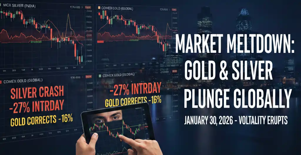 Gold and Silver price today showing MCX silver crash and gold intraday volatility