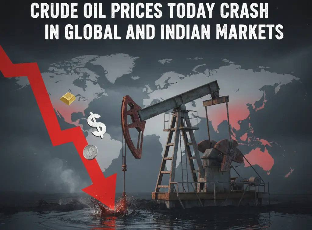 Crude oil prices today fall sharply as Brent crude slips below $66 and MCX crude drops over 5 percent
