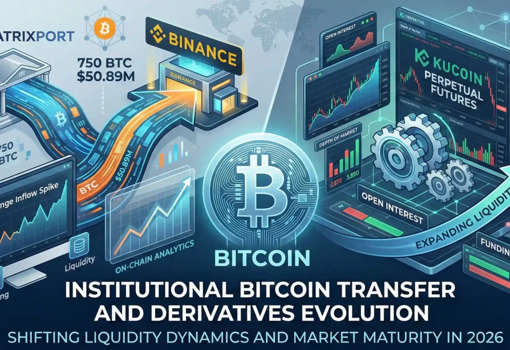 Institutional Bitcoin transfer to exchange highlighting crypto market liquidity and derivatives growth