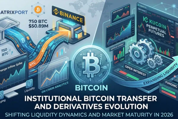 Institutional Bitcoin transfer to exchange highlighting crypto market liquidity and derivatives growth