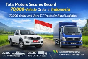 Tata Motors secures record 70,000 vehicle order in Indonesia, supplying 35,000 Yodha pick-ups and 35,000 Ultra T.7 trucks for agricultural and rural logistics deployment.