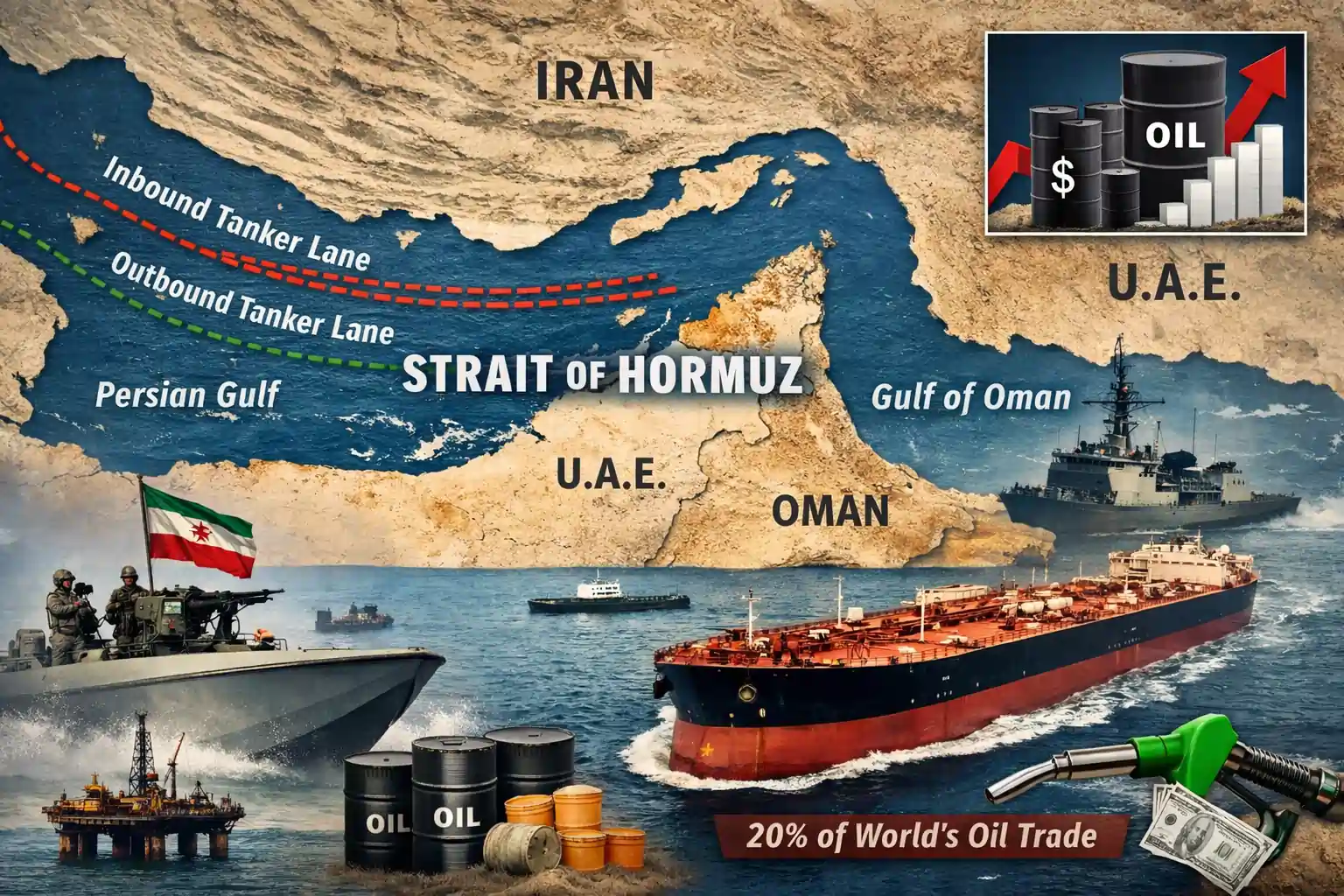 Oil tankers passing through the Strait of Hormuz