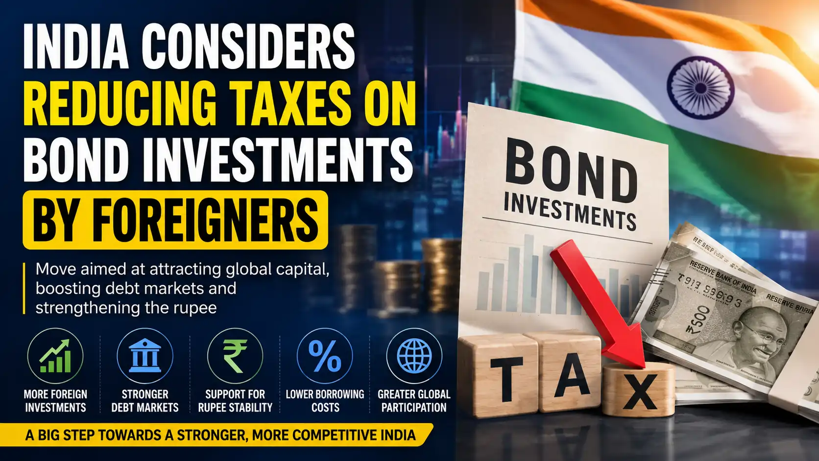 india plans tax relief for foreign bond investors to boost capital inflows