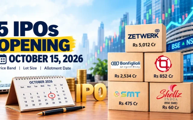 5 IPOs Opening October 15 2026: Price Band, Lot & GMP